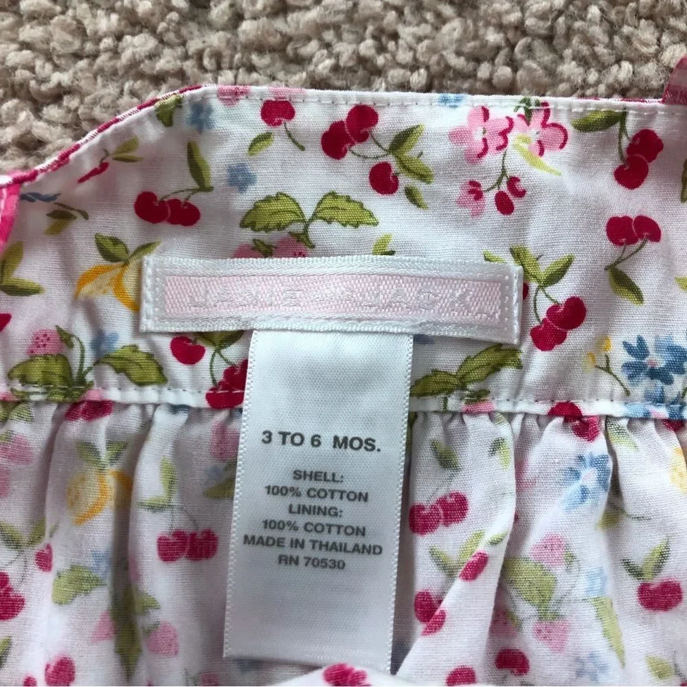 Janie and Jack Gingham Picnic Dress Baby Girl 3-6 Mos Pink Cherry‎ Pockets